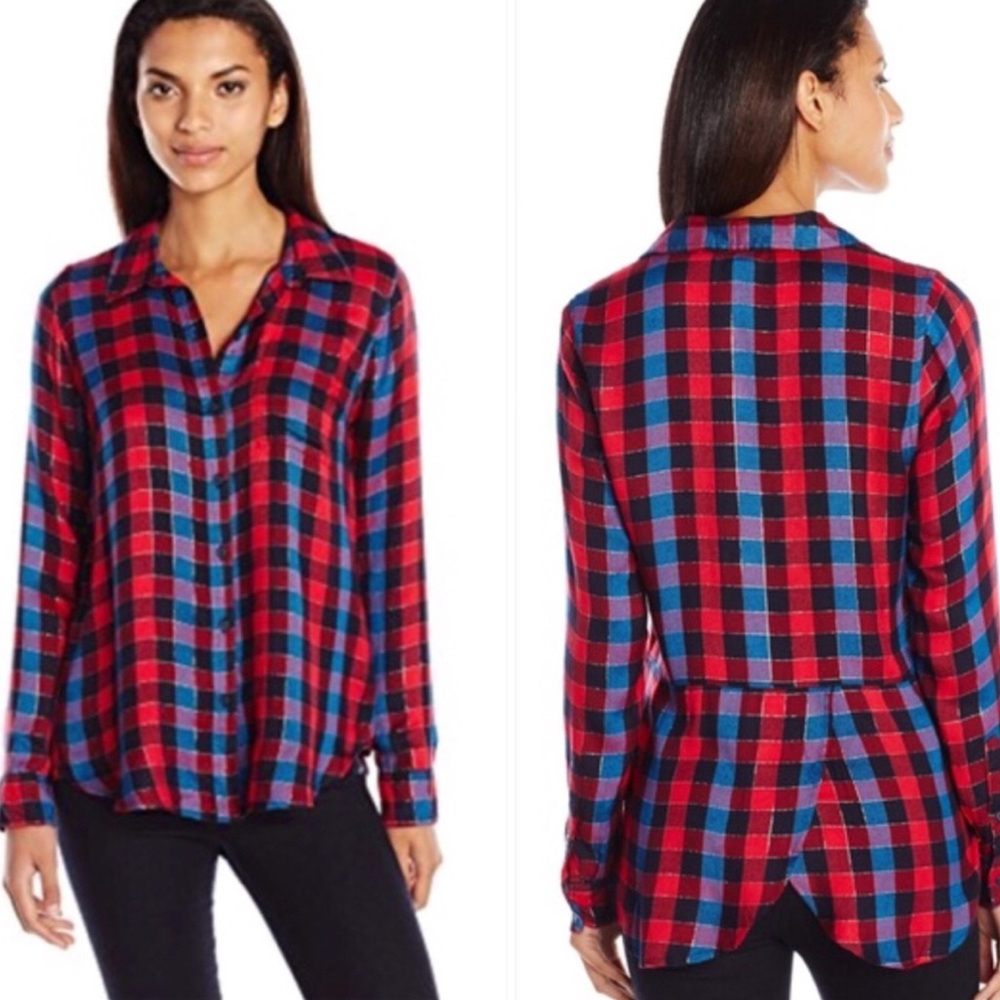 Women’s Lucky Brand Plaid Button Down Shirt SZ S